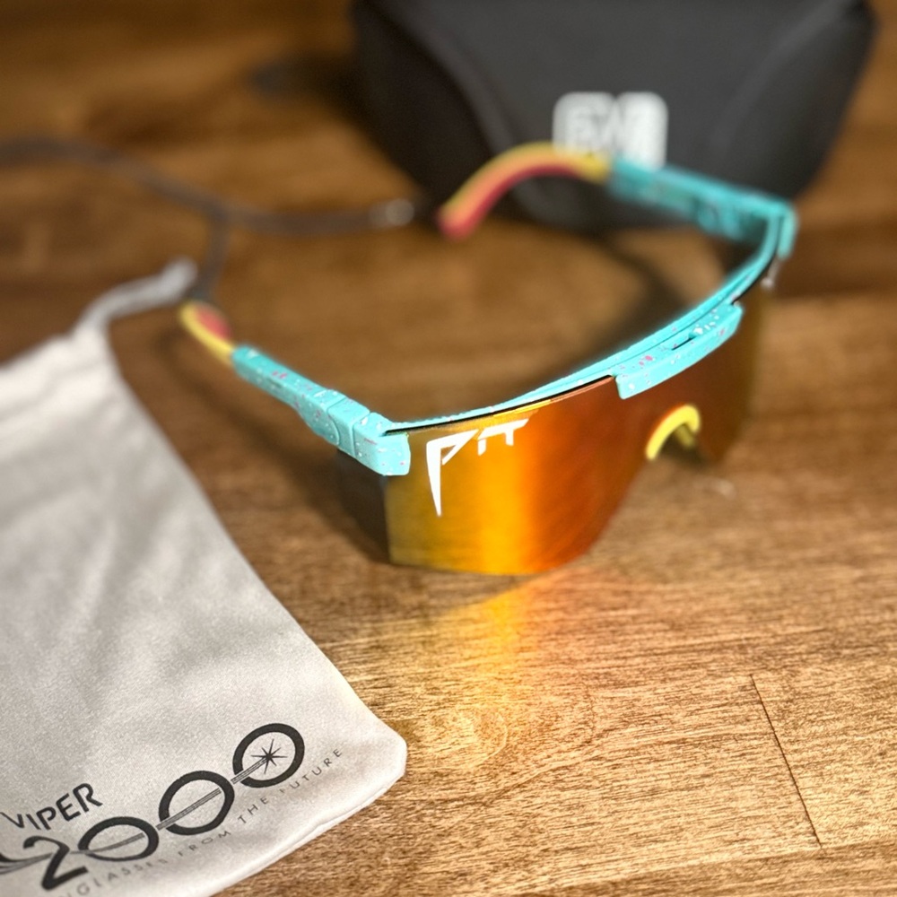 Pit Viper Sunglasses - Turquoise Frame with Orange Lenses